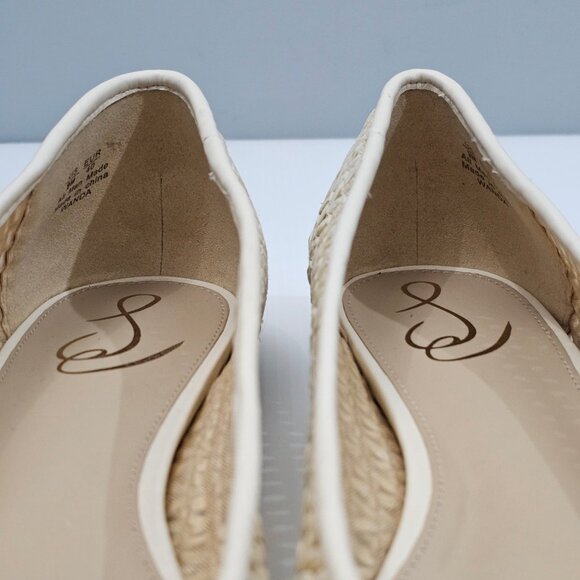 NEW Sam Edelman Wanda Flat Womens 9 Ivory Woven Raffia Pointed Toe Slip On - Picture 8 of 15
